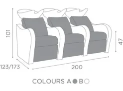 Coiffeureinrichtungen* Salon Ambience Rückwaschanlage Luxury, 3er Bank