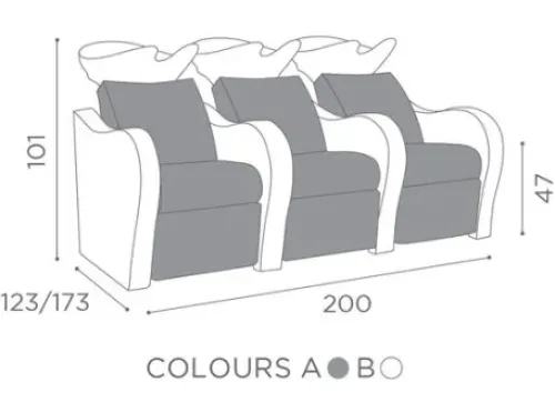 Coiffeureinrichtungen* Salon Ambience Rückwaschanlage Luxury, 3er Bank