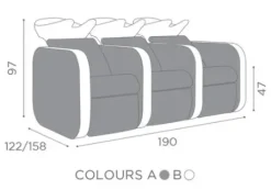 Coiffeureinrichtungen* Salon Ambience Rückwaschanlage Iconwash, 3er Bank